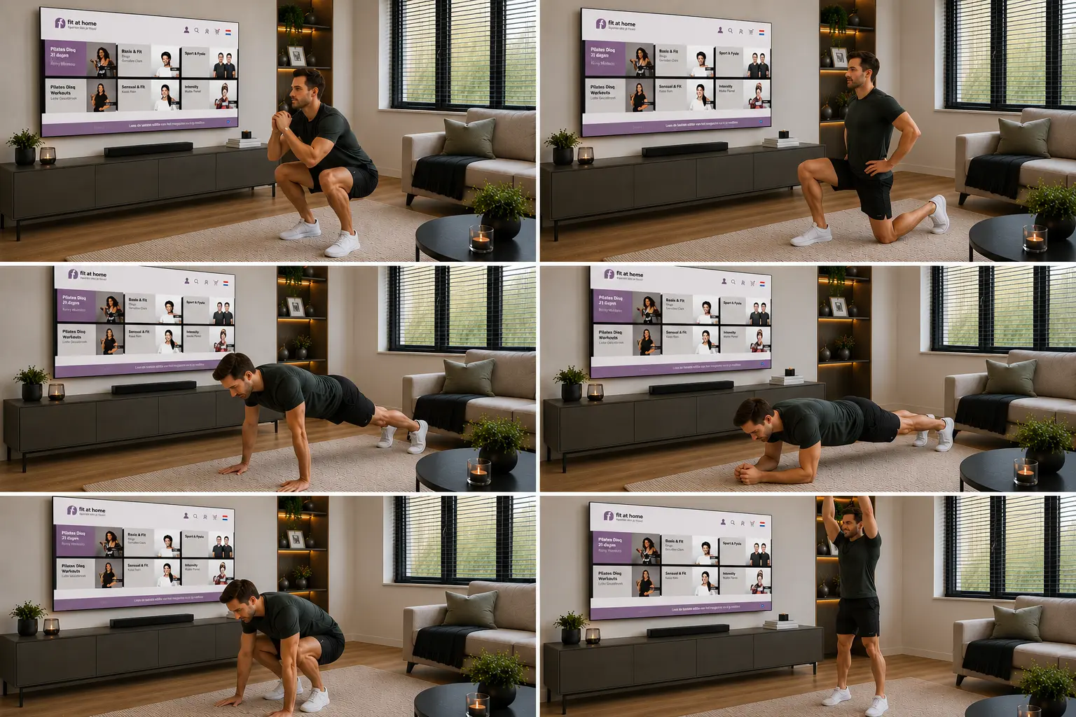 thuis oefeningen zonder apparatuur zoals squats en lunges