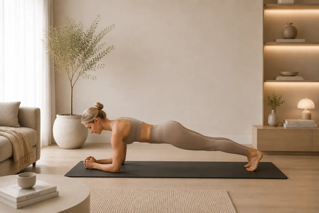 Pilates plank oefening voor beginners voor een sterke core en houding