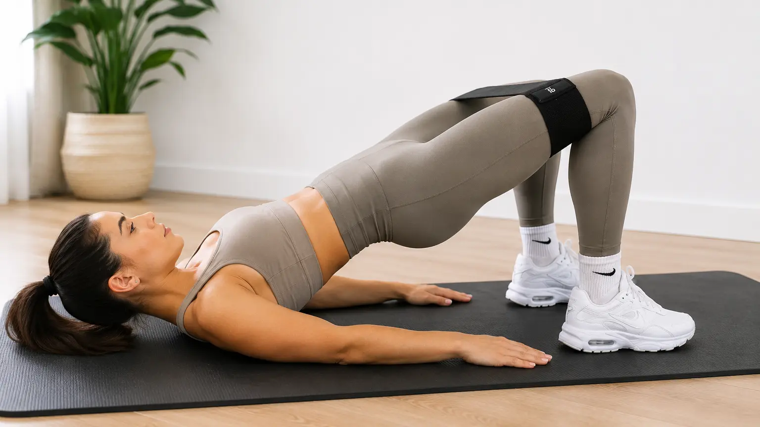bilspieren trainen met elastiek tijdens thuis workout