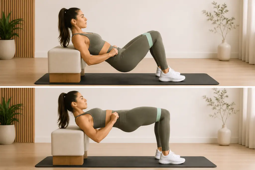 hip thrust met elastiek voor sterke en ronde billen