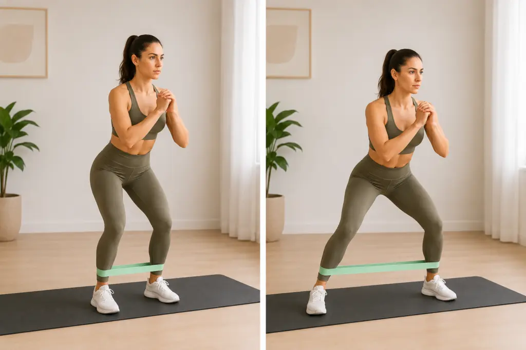 lateral walks met elastiek voor gluteus medius training