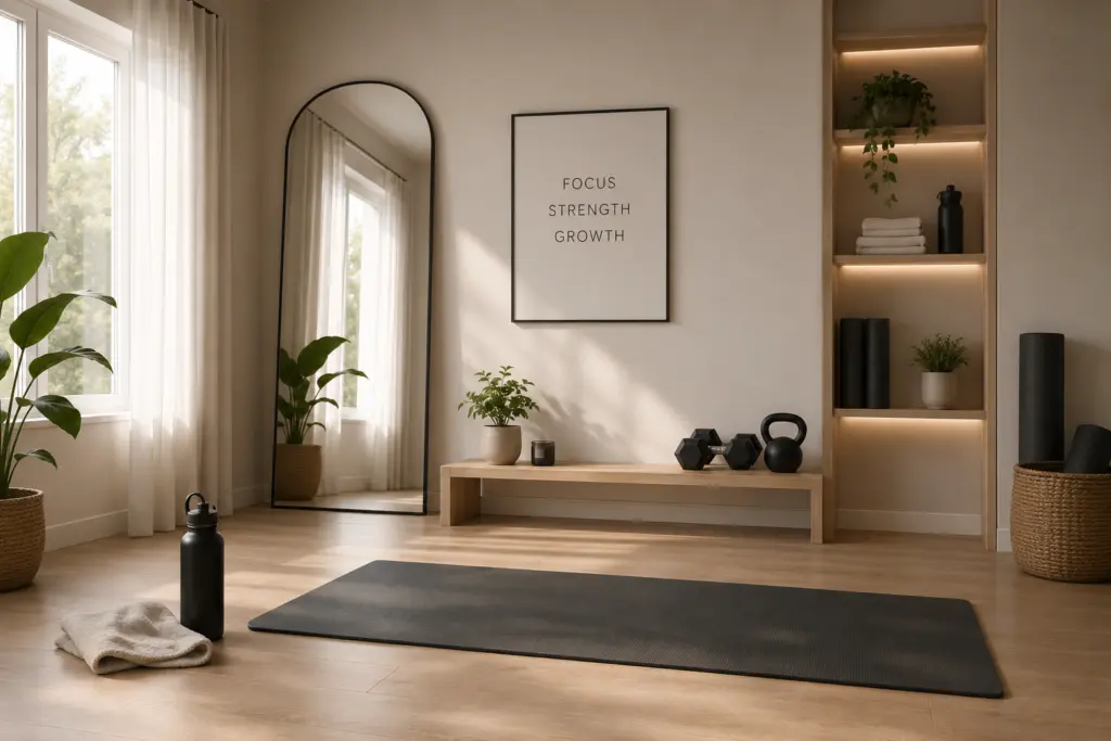 Rustige en lichte sportruimte thuis voor effectieve workouts