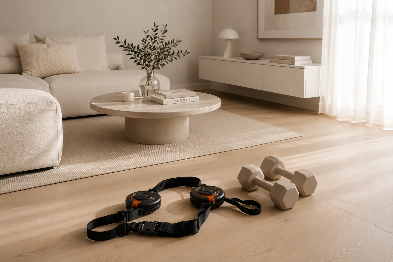 Pilates Disq en dumbbells voor effectieve pilates trainingen en krachttraining thuis